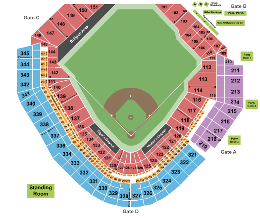 Comerica Park Detroit Tigers Seating Chart
