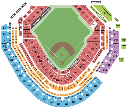 Comerica Park Detroit Tigers Seating Chart